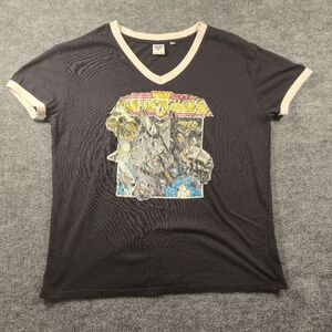 Atari‎ Asteroids V-Neck Tee Junk Food Black T-Shirt Women’s XL Video Game Retro
